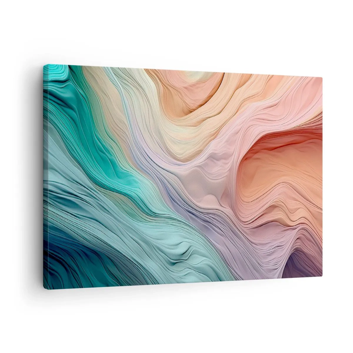 Schilderen op canvas - Abstracte golven in pastel- en regenboogkleuren - 70x50cm - Regenboog golf - Moderne wanddecoratie voor woonkamer en slaapkamer ARTTOR