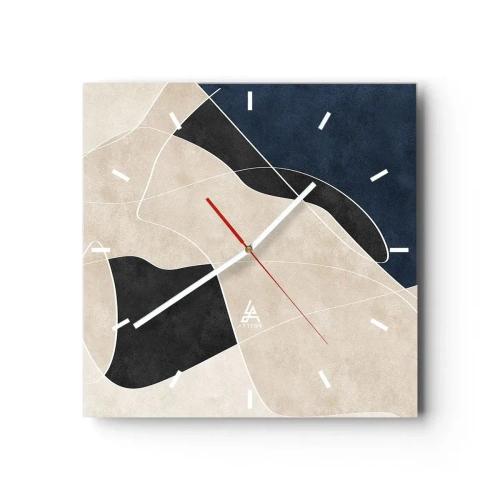 Wandklok - Klok - Abstracte compositie – kleurcontrast - 30x30 cm