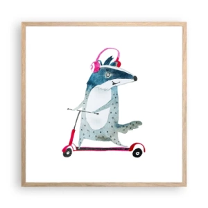 Een poster in een licht eiken lijst - Badger vreugde - 60x60 cm