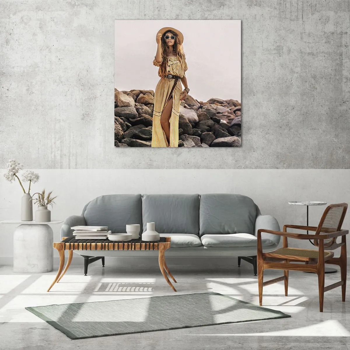 Schilderen op glas - De magie van stenen - 70x70 cm