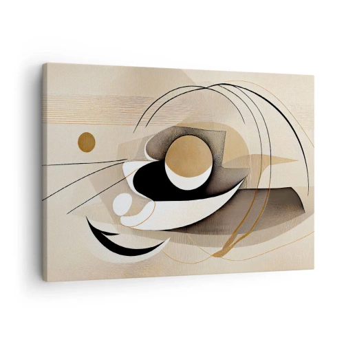 Schilderen op canvas - Abstracte compositie in tinten beige en zwart - 70x50cm - Compositie: de essentie van de dingen - Moderne wanddecoratie voor woonkamer en slaapkamer ARTTOR