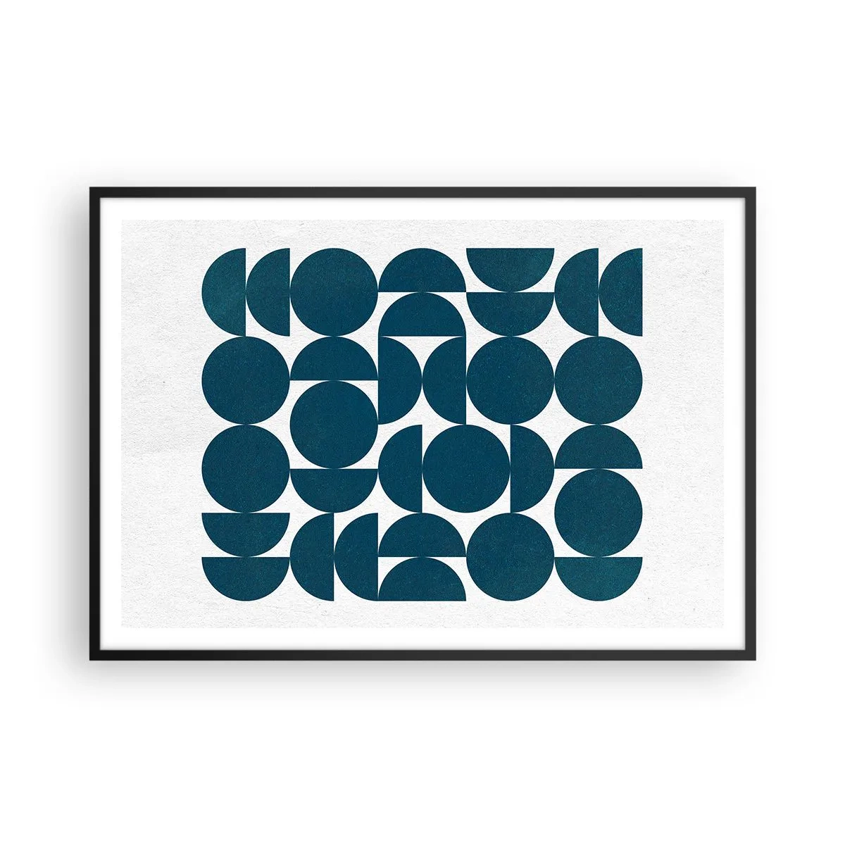 Poster in een zwarte lijst - Cirkels en halfcirkels - 100x70 cm