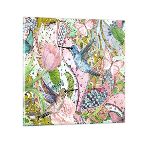 Schilderen op glas - Verstrikt in wijnstokken - 30x30 cm