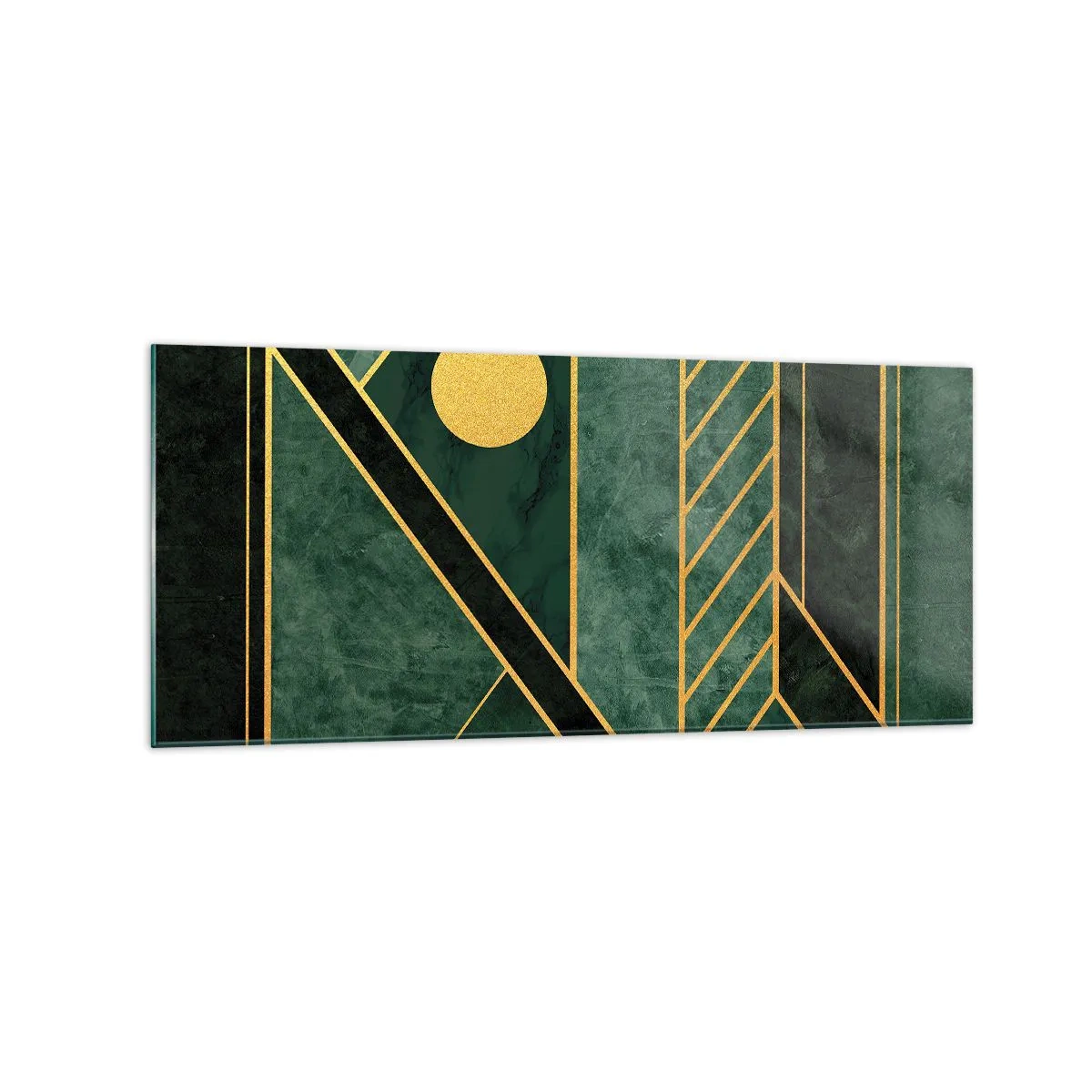 Schilderen op glas - Dynamiek van goud en azuur - 120x50 cm