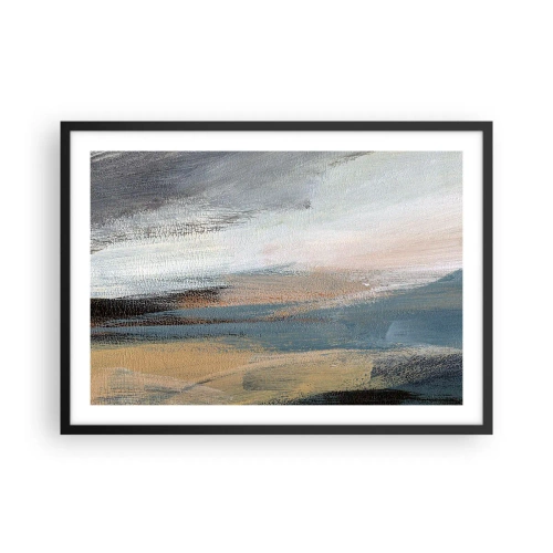 Poster in een zwarte lijst - Abstractie: noordelijk landschap - 70x50 cm