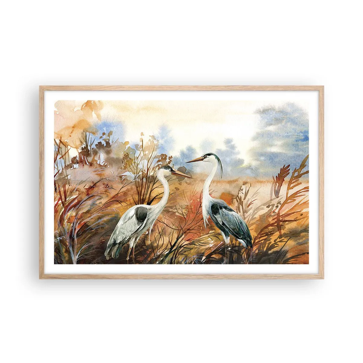 Een poster in een licht eiken lijst - Waarheen in de herfst? - 91x61 cm