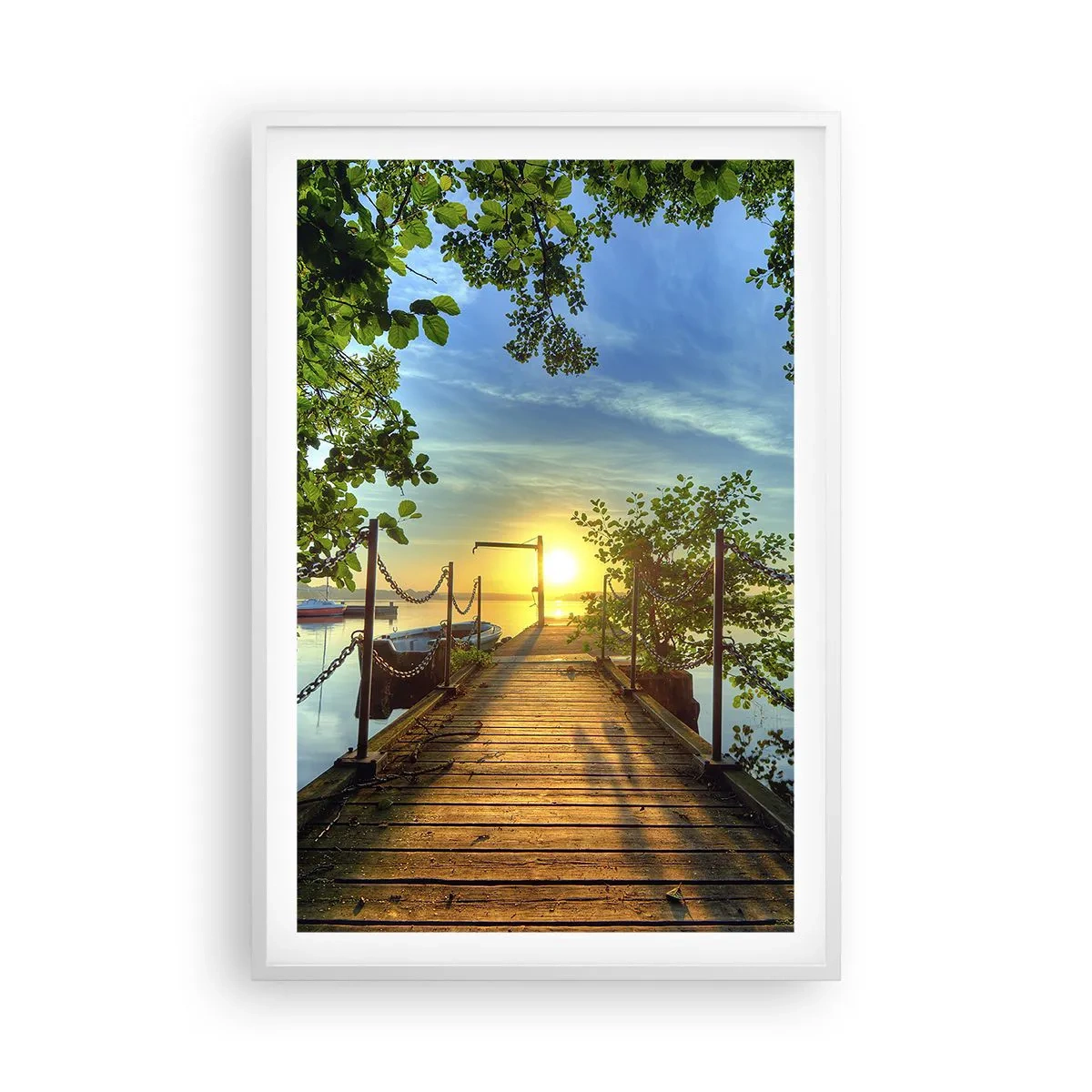 Poster in een witte lijst - Zonsondergang boven het water - 61x91 cm