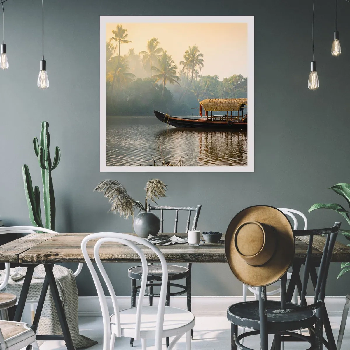 Poster - Huis aan de rivier - 50x50 cm