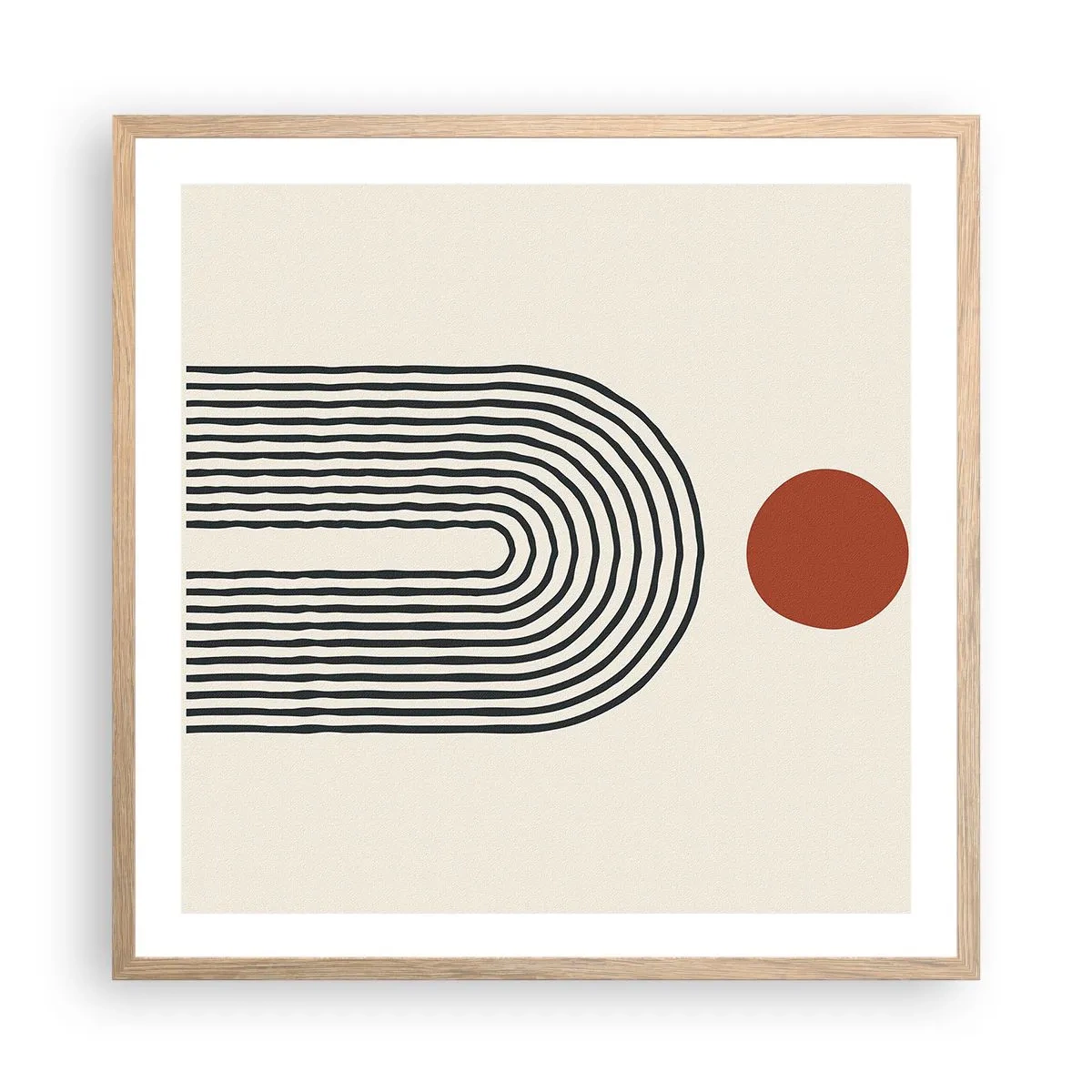 Een poster in een licht eiken lijst - Magnetisme van vormen en kleuren - 60x60 cm