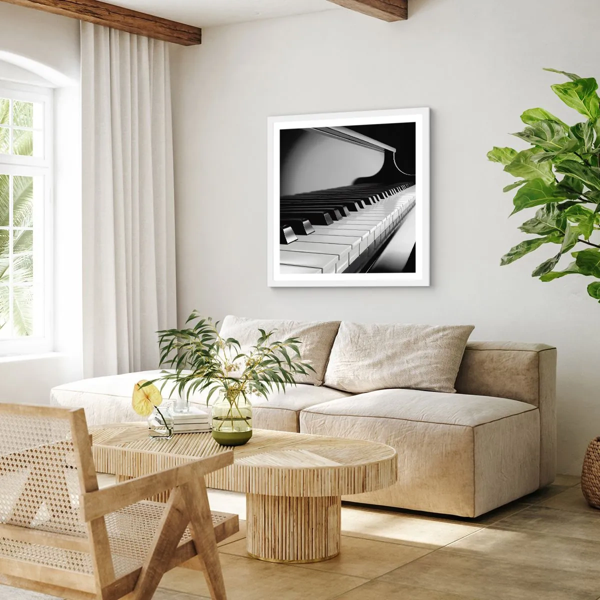 Poster in een witte lijst - Harmonie van vormen en kleuren - 60x60 cm
