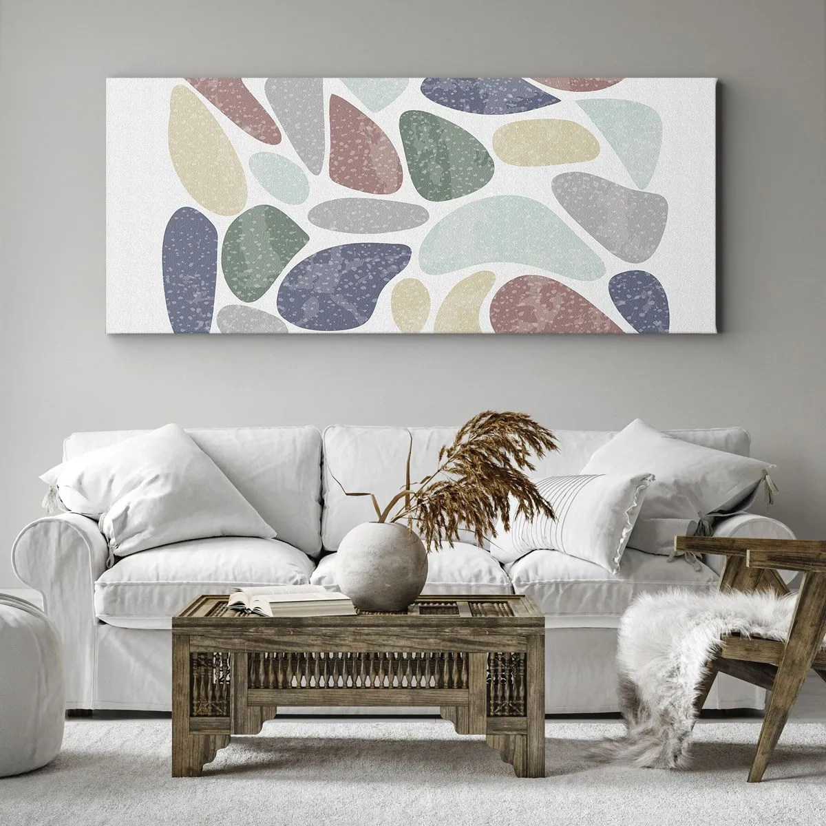 Schilderen op canvas - Een mozaïek van poederkleuren - 100x40 cm