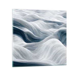 Schilderen op glas - Witte en blauwe golven - 60x60 cm
