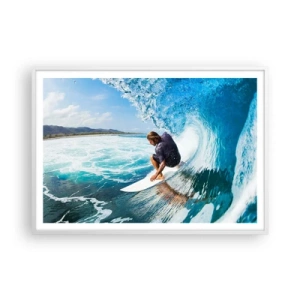 Poster in een witte lijst - Dansend met de golven - 100x70 cm