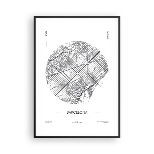 Poster in een zwarte lijst - Anatomie van Barcelona - 70x100 cm