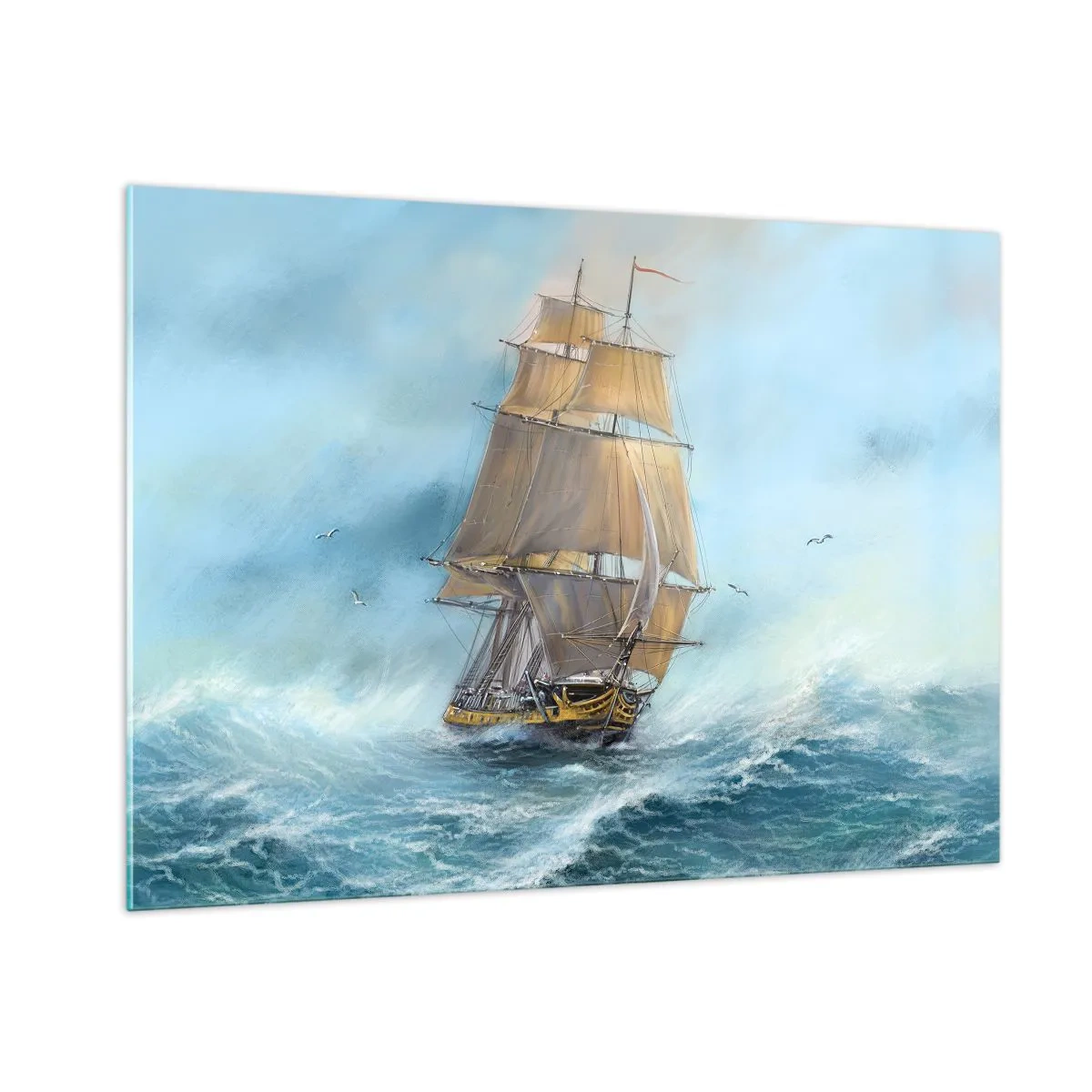 Schilderen op glas - Haasten over de golven - 100x70 cm