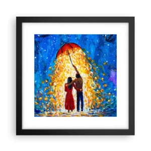 Poster in een zwarte lijst - De magie van een regenachtige avond? - 30x30 cm