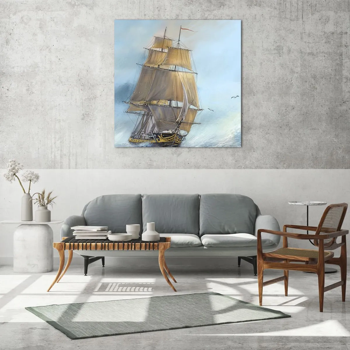 Schilderen op glas - Haasten over de golven - 40x40 cm