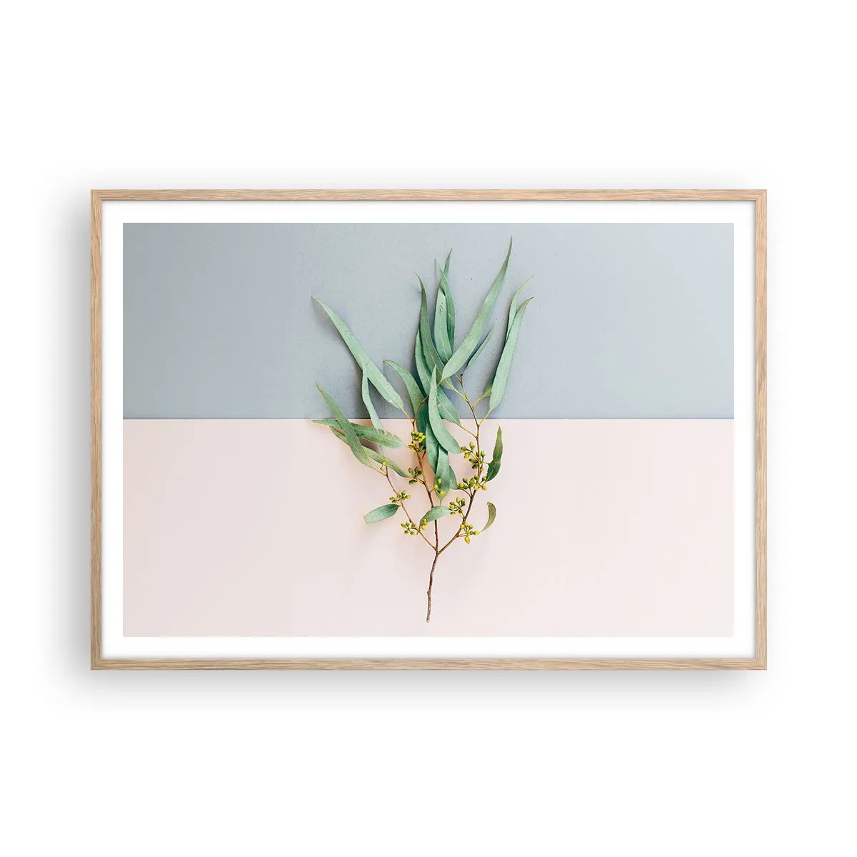 Een poster in een licht eiken lijst - Subtiliteit in pastelkleuren - 100x70 cm