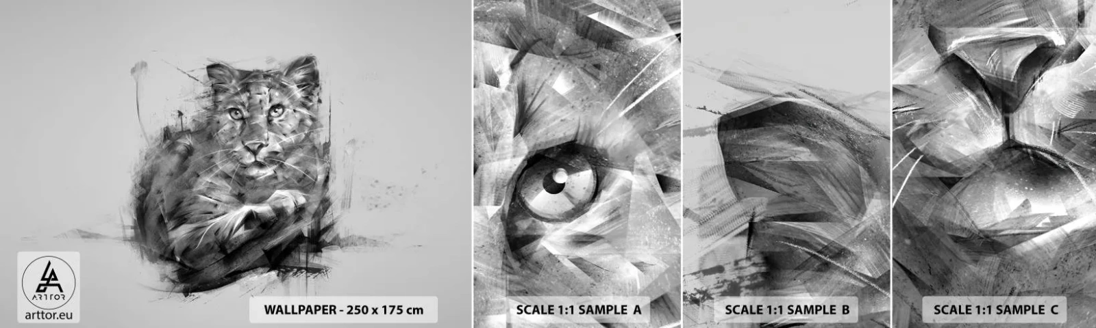 Fotobehang Monster Zelfklevend Deluxe Sticker - Ja, ik luister aandachtig - Panter, Dieren, Wilde kat - 100x30 cm