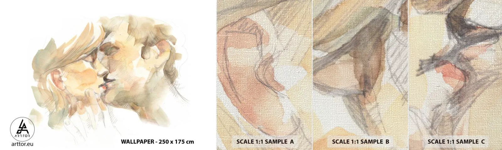 Fotobehang Monster Premium Canvas - De helft gevonden? - Verliefd stel, Kus, Deel - 100x30 cm