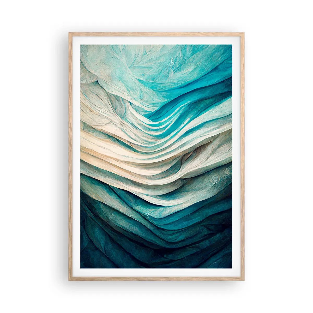 Een poster in een licht eiken lijst - Blauwe onverzadigbaarheid - 70x100 cm