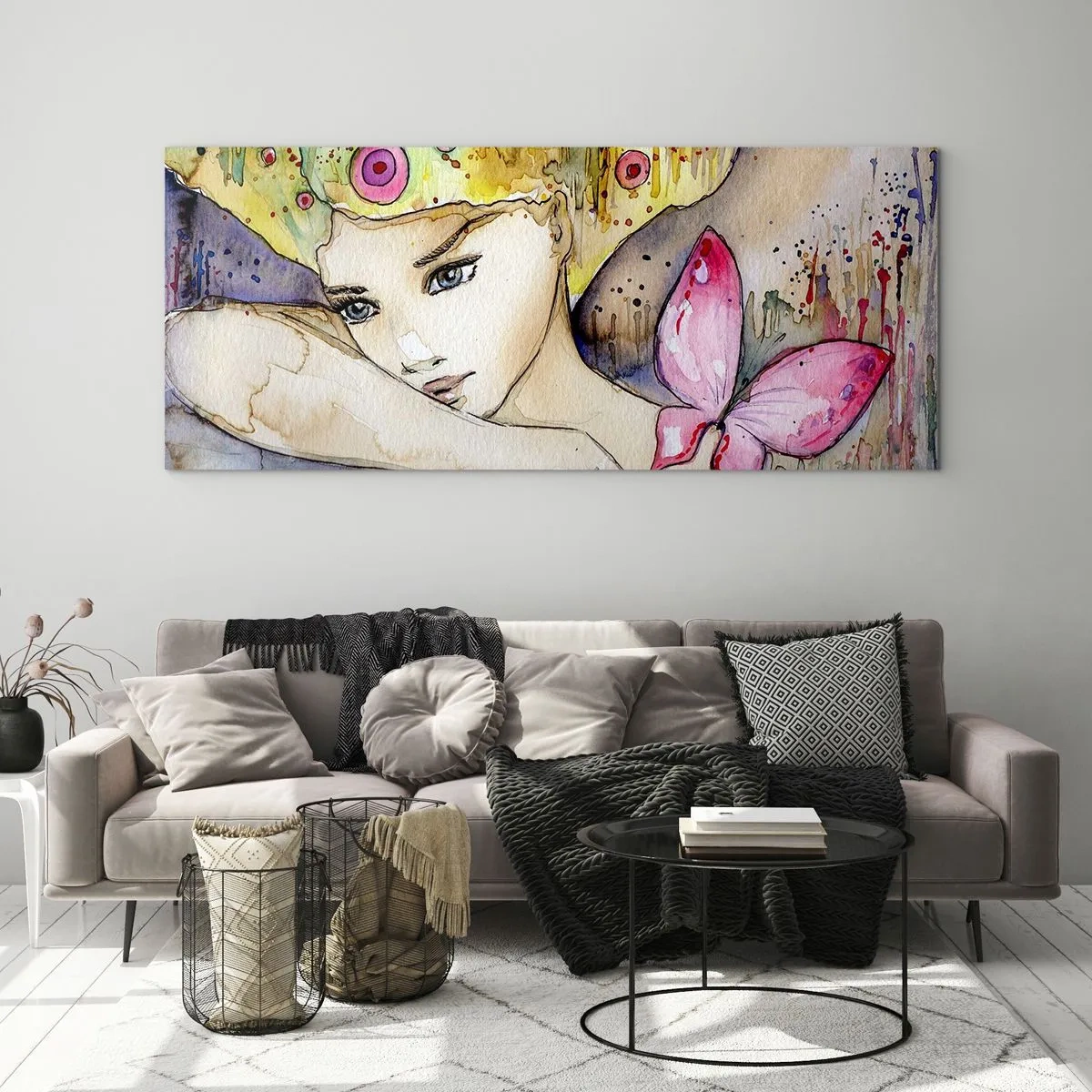 Schilderen op glas - Vlinderprinses - 120x50 cm