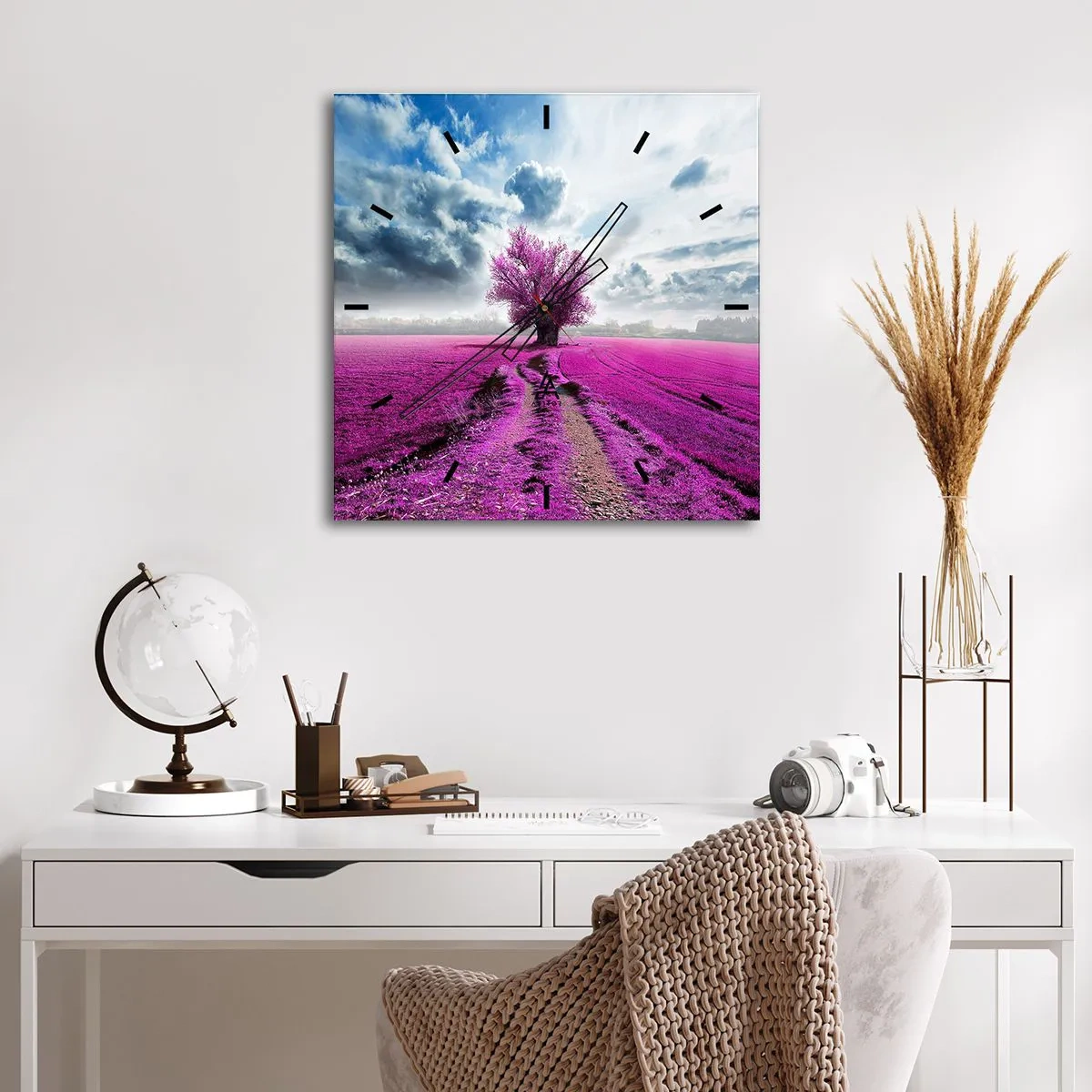 Wandklok - Klok - Heide - heilige plek - 40x40 cm