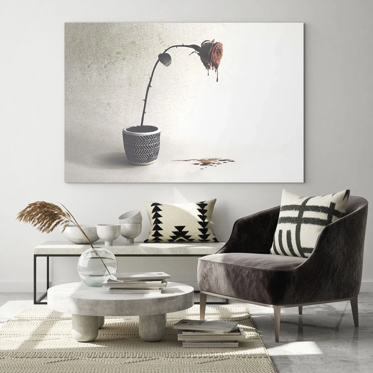 Schilderen op glas - Rosa dolorosa - 100x70 cm