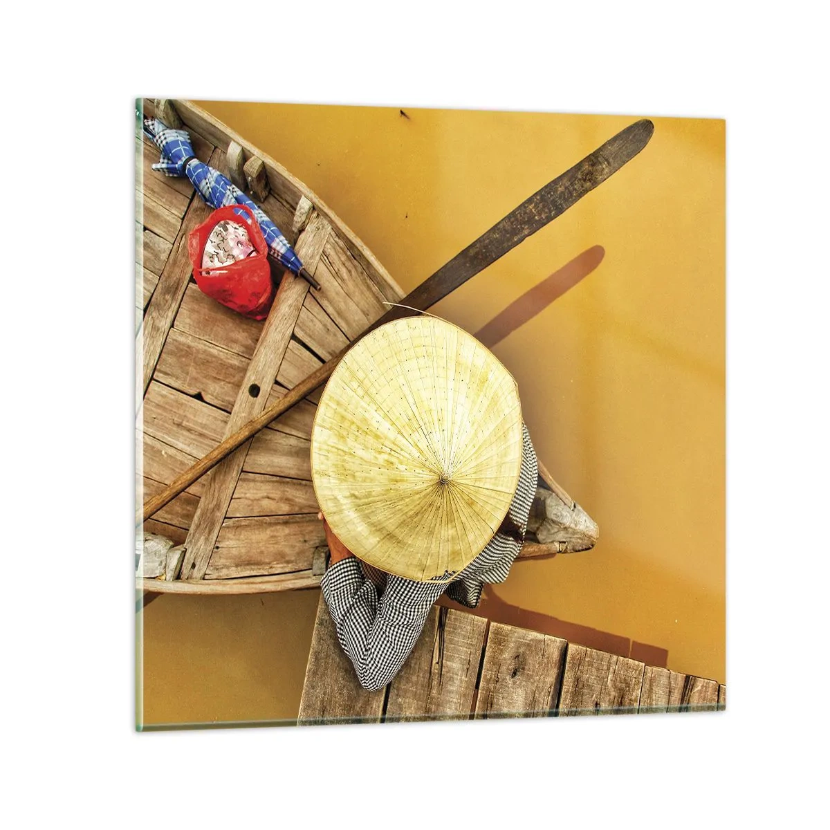 Schilderen op glas - Het leven op de Gele Rivier - 60x60 cm