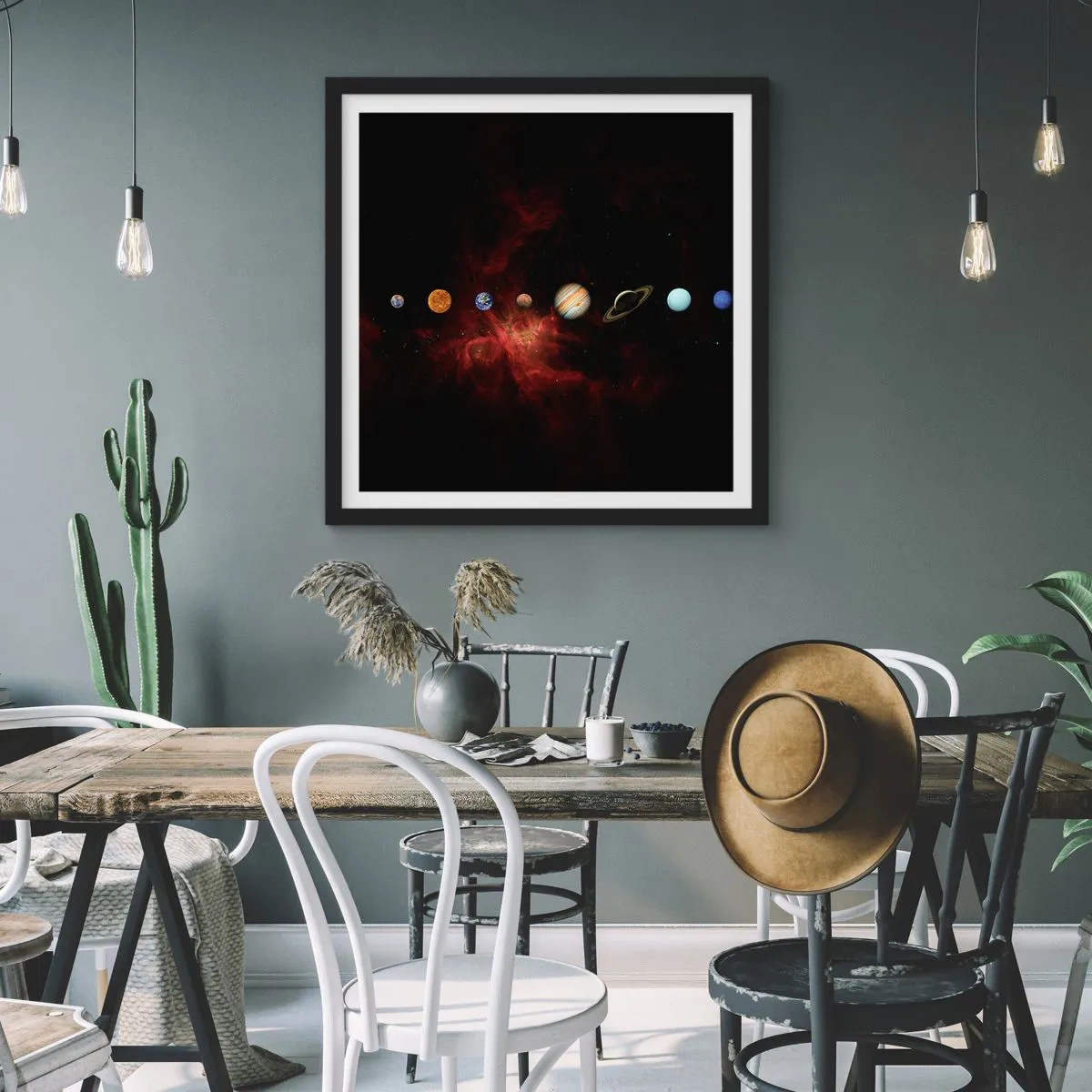 Poster in een zwarte lijst - Onze buurt - 40x40 cm