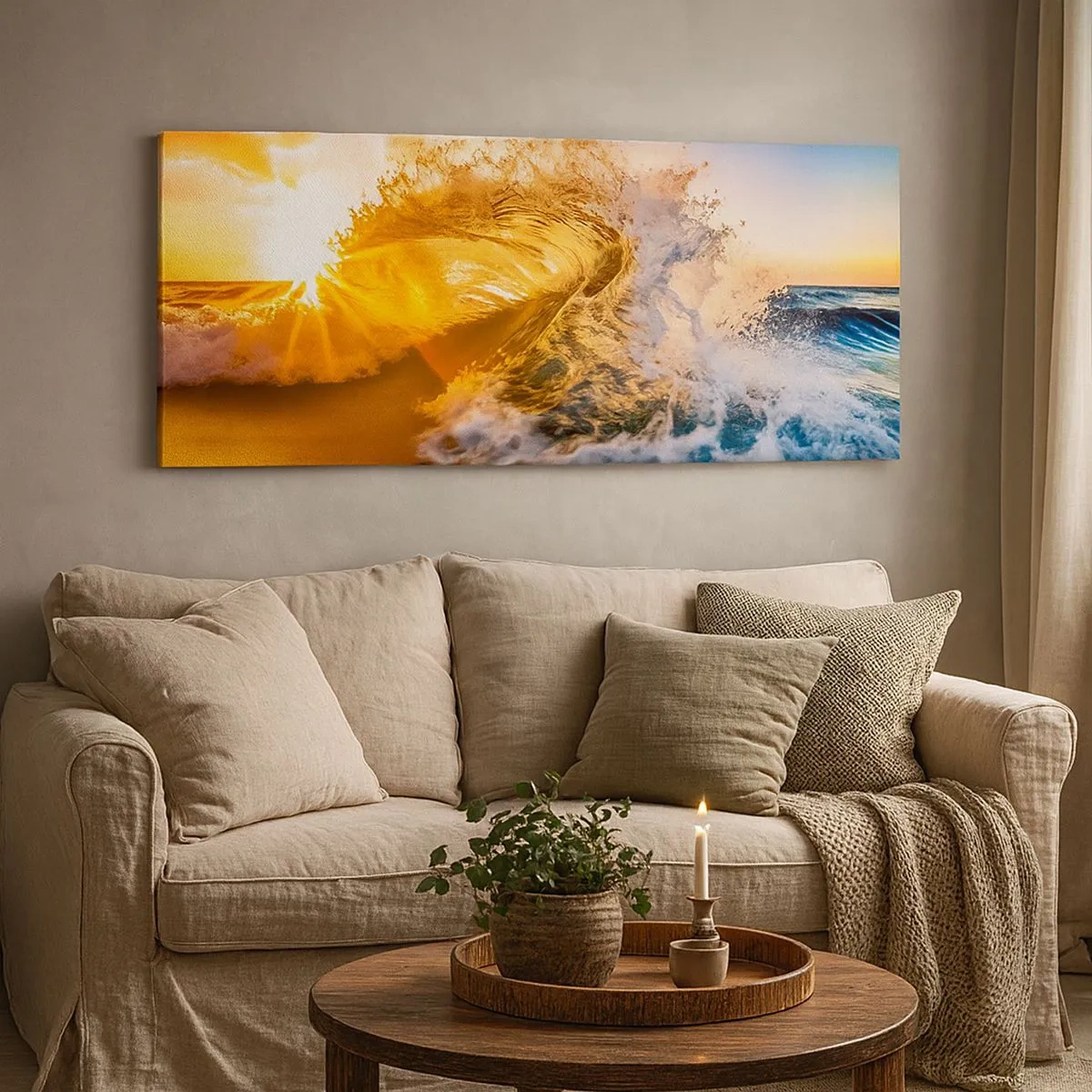 Schilderen op canvas - Plezier in het zand - 100x40 cm