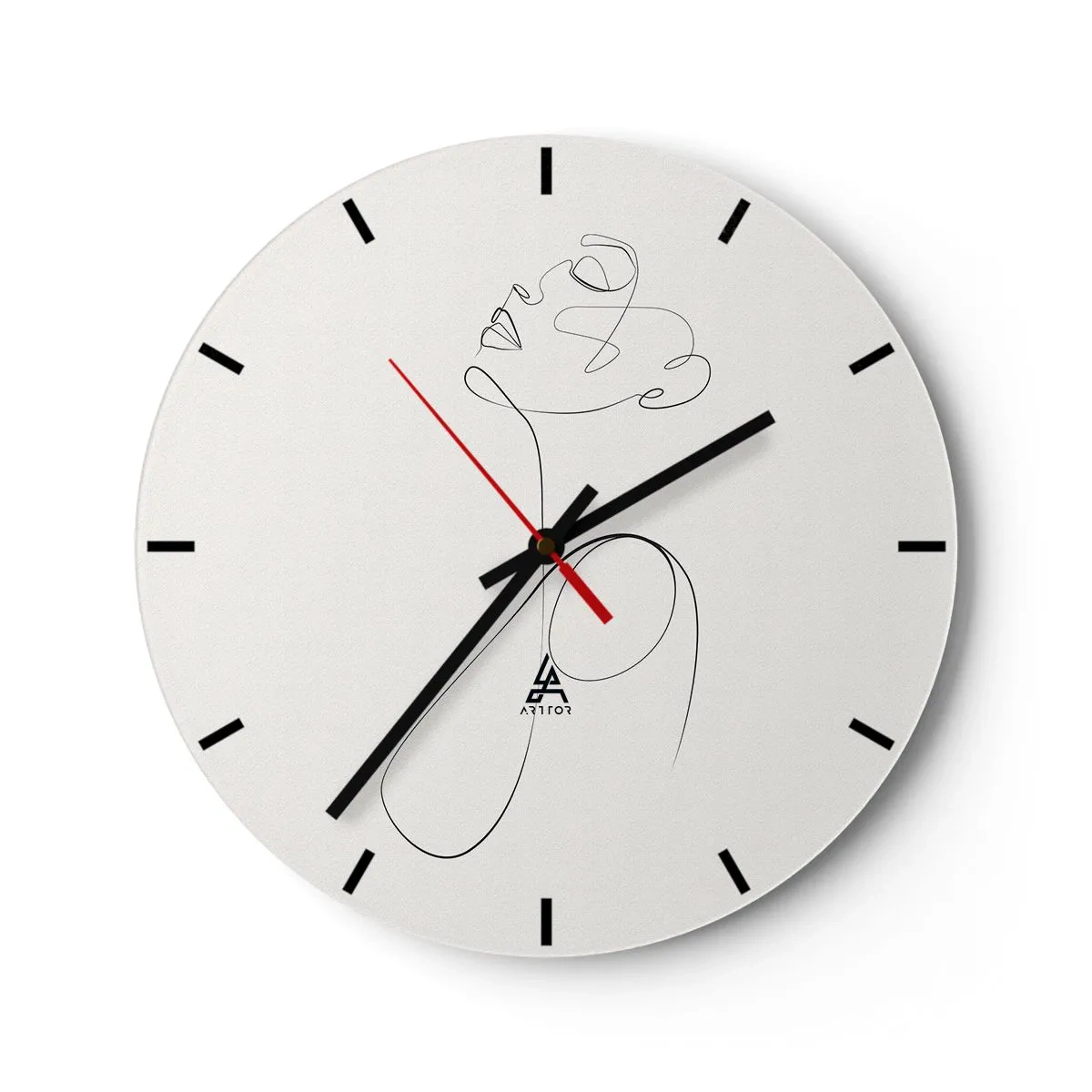 Wandklok - Klok - Een vrouwelijk profiel gemaakt met een zwarte lijn op een lichte achtergrond - 30x30cm - Loopt in dromen - Moderne wanddecoratie voor woonkamer, keuken en slaapkamer ARTTOR