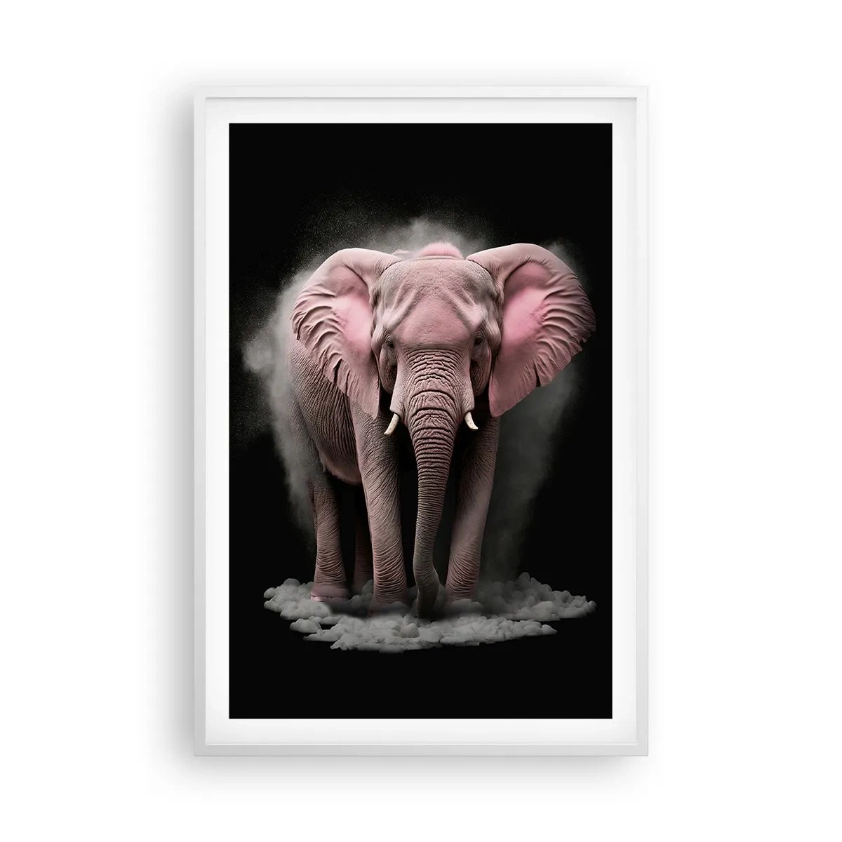Poster in een witte lijst - Denk niet aan een roze olifant! - 61x91 cm