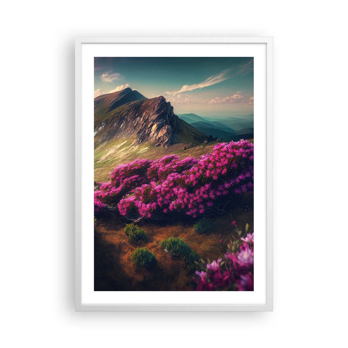 Poster in een witte lijst - Zomer in de bergen - 50x70 cm