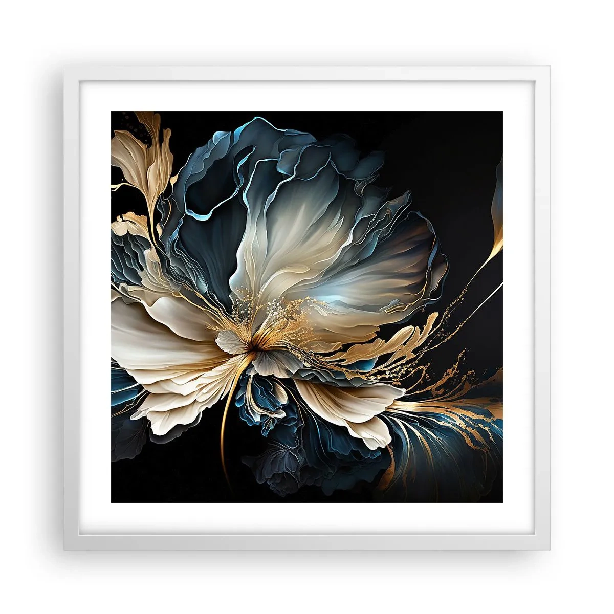 Poster in een witte lijst - Sprookjesachtige varenbloem - 50x50 cm
