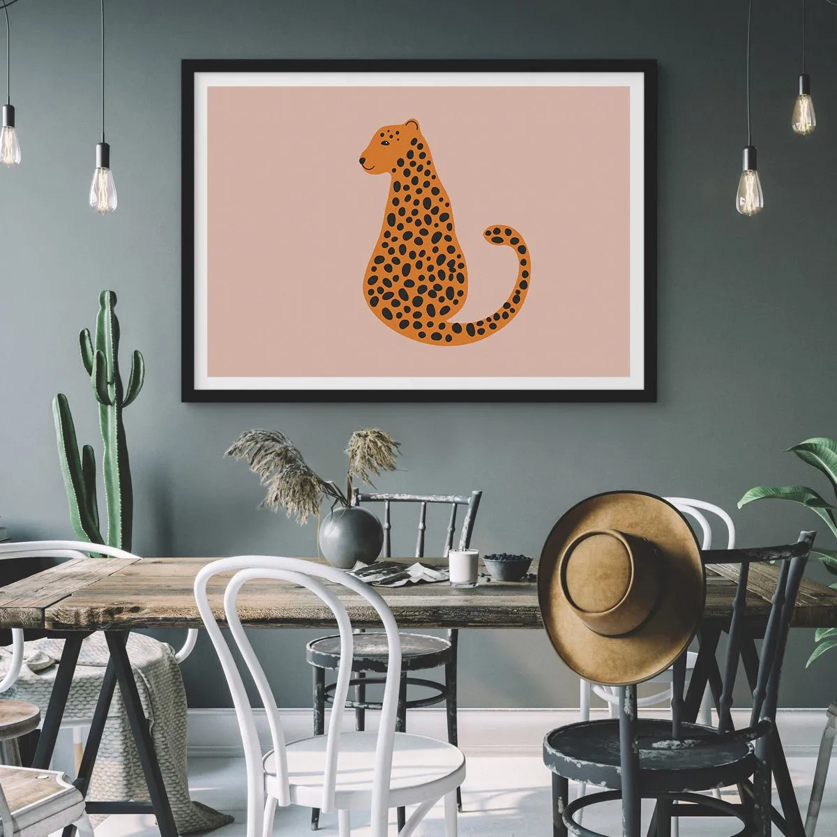 Poster in een zwarte lijst - Luipaardprint is een modieus print - 70x50 cm
