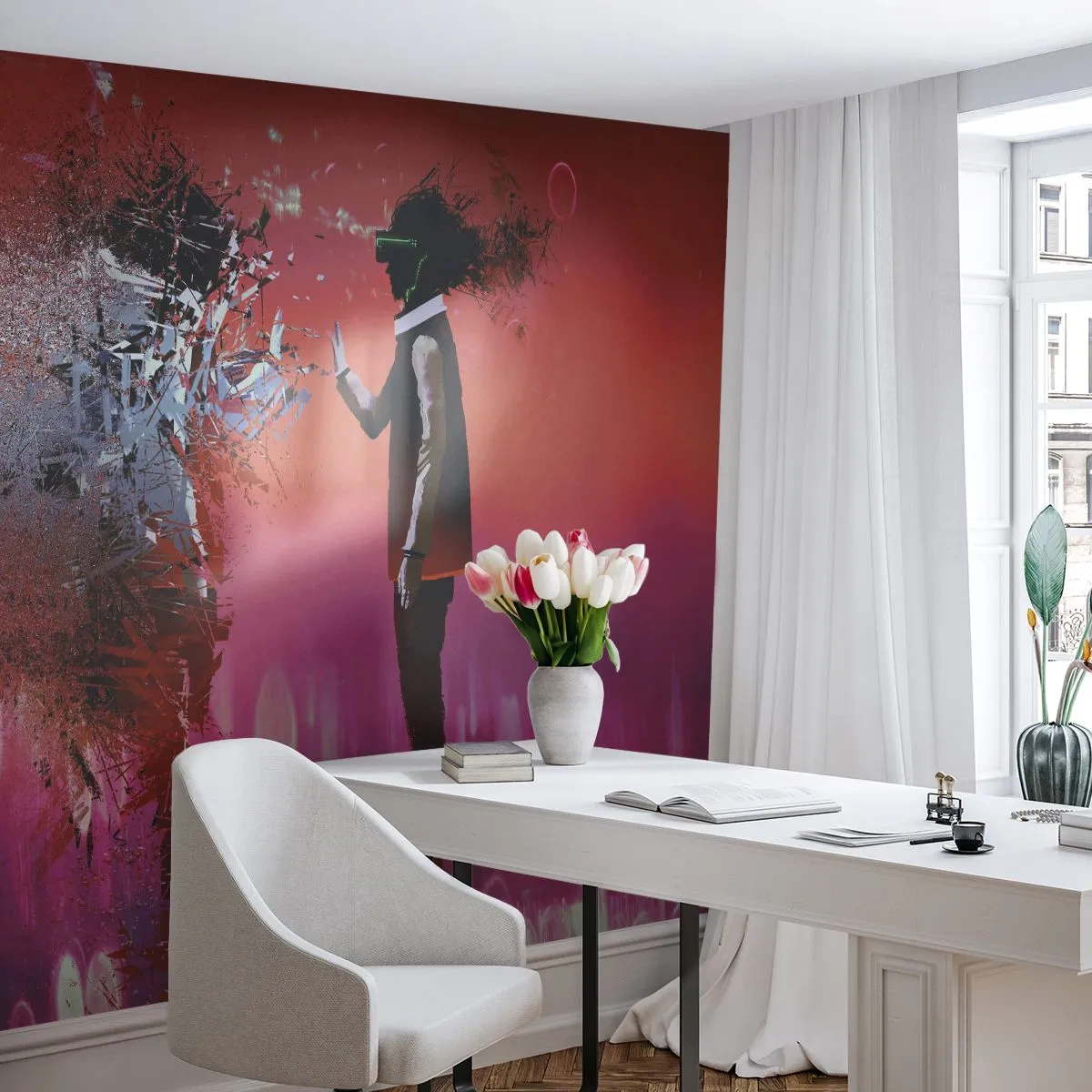 Fotobehang Standard Eco - Kun je naar jezelf kijken? - Abstractie, Deel, Mensen - 250x175 cm