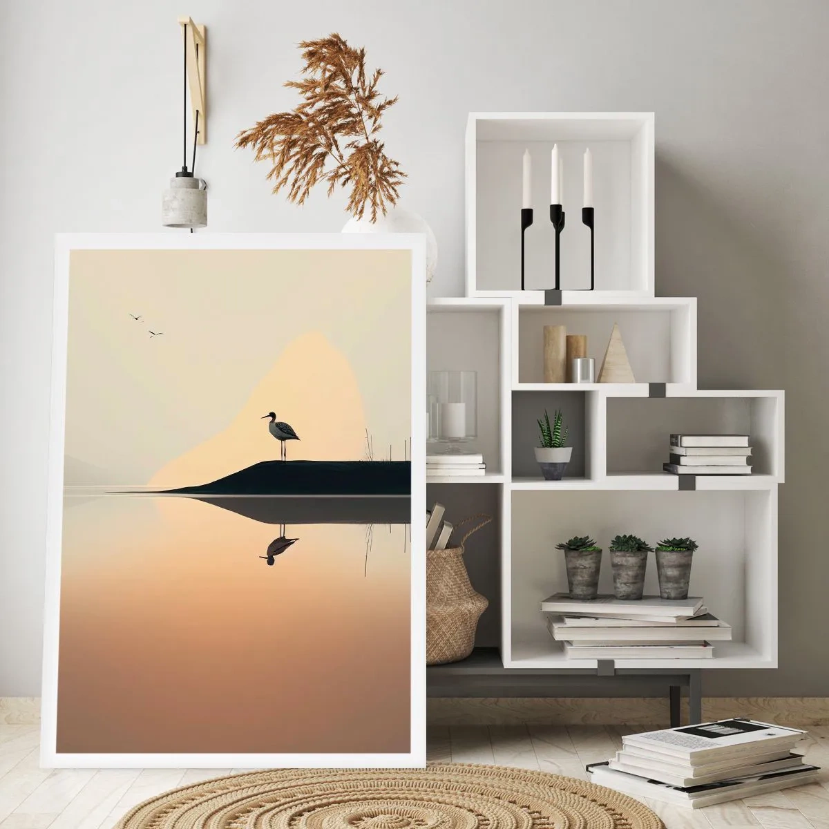 Poster - Heer op het meer - 61x91 cm