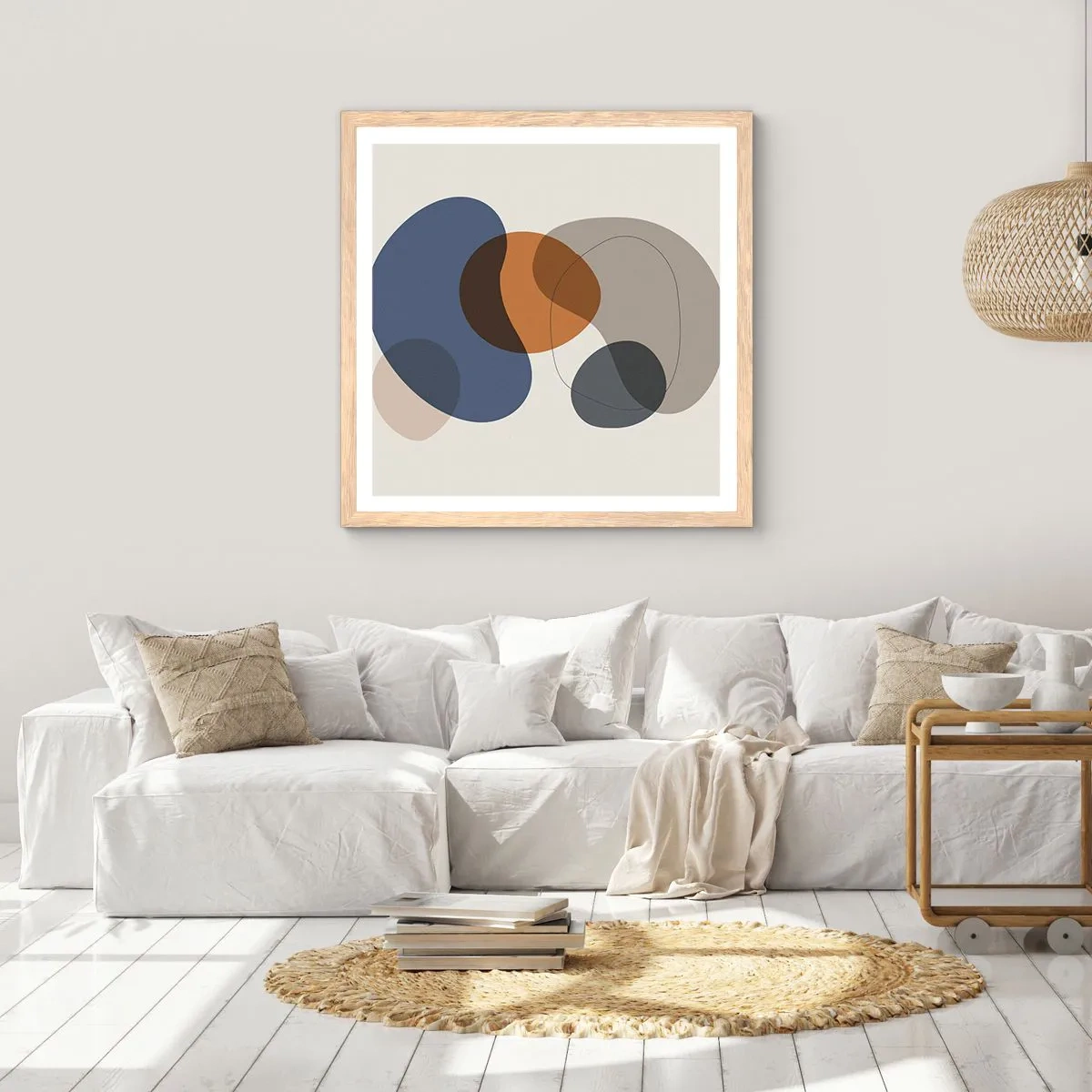 Een poster in een licht eiken lijst - Kleur druppels - 50x50 cm