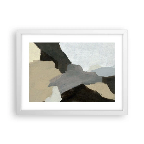 Poster in een witte lijst - Abstractie: het kruispunt van grijs - 40x30 cm