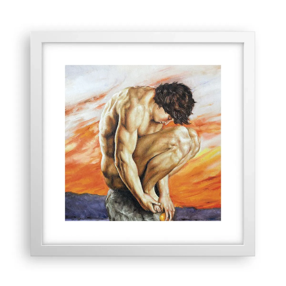 Poster in een witte lijst - Ondergedompeld in zichzelf - 30x30 cm