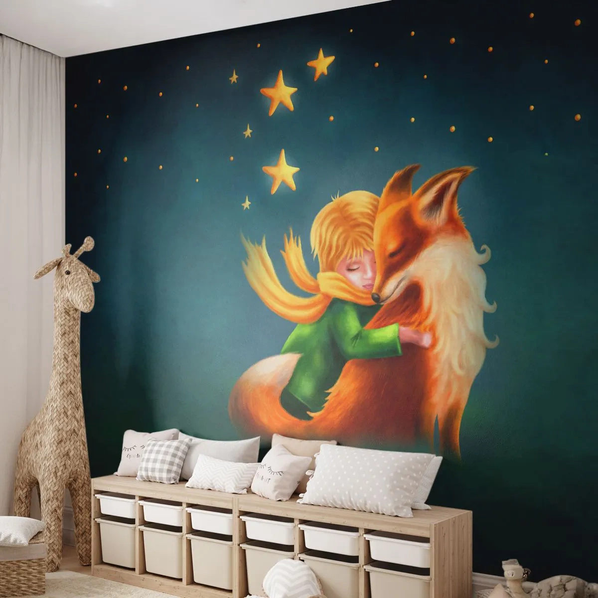 Fotobehang Premium Sand - Kleine Prins - Voor kinderen, Vos, Jongen - 100x70 cm