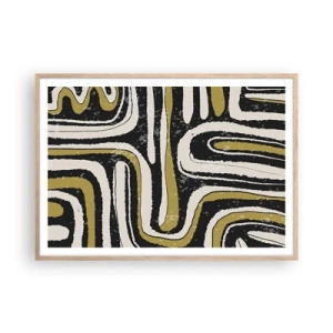 Een poster in een licht eiken lijst - Compositie: wegen en steegjes - 100x70 cm