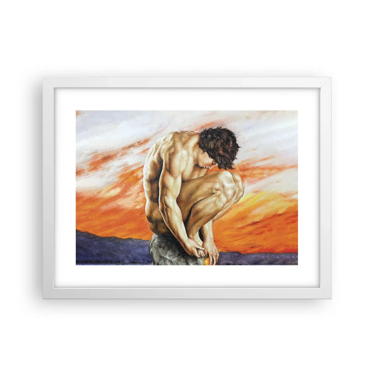 Poster in een witte lijst - Ondergedompeld in zichzelf - 40x30 cm
