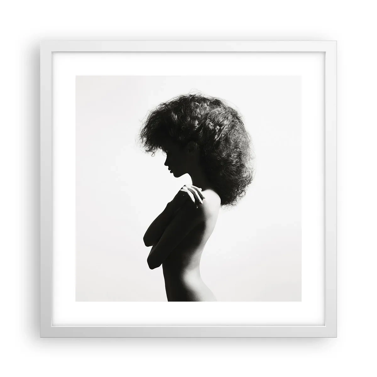 Poster in een witte lijst - Als een bloem op een slanke stengel - 40x40 cm