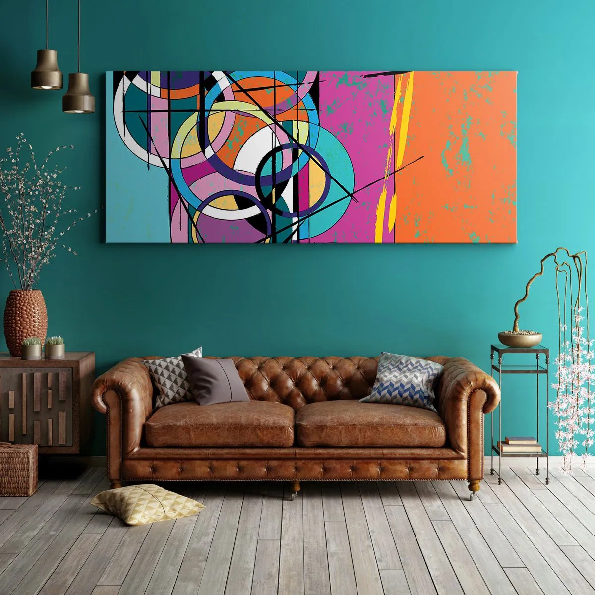 Schilderen op canvas - Wiel voor wiel - 90x30 cm