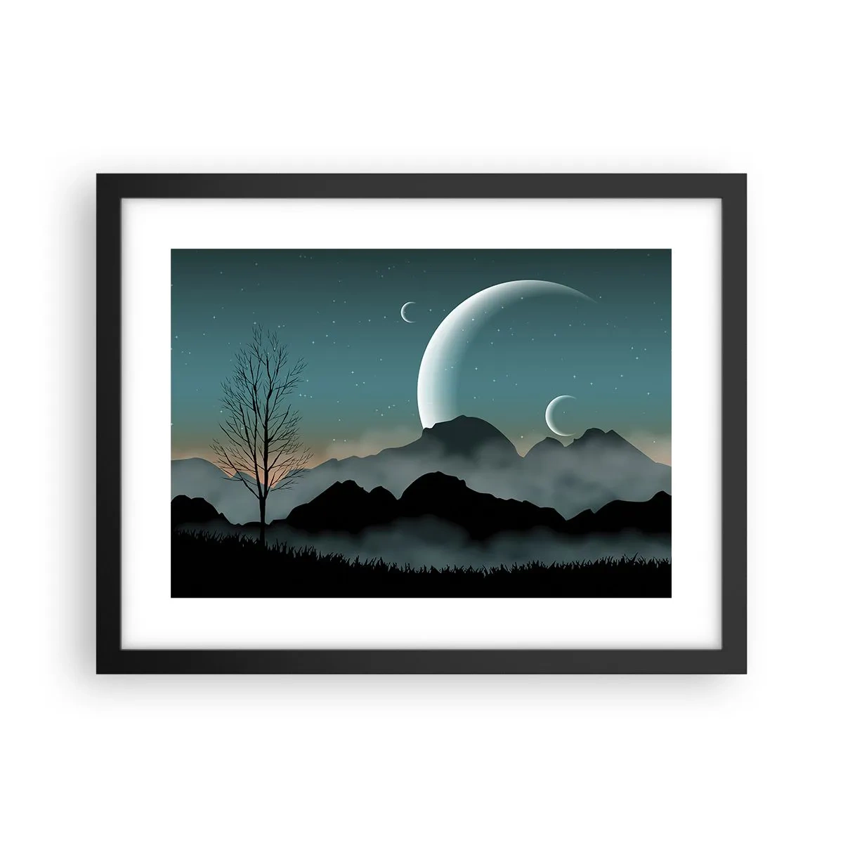 Poster in een zwarte lijst - Carneval in Sterrennacht  - 40x30 cm
