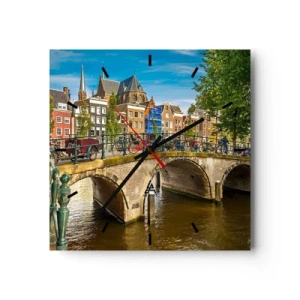Wandklok - Klok - Lente aan de gracht - 30x30 cm