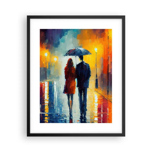 Poster in een zwarte lijst - Samen – een kleurrijke nacht - 40x50 cm