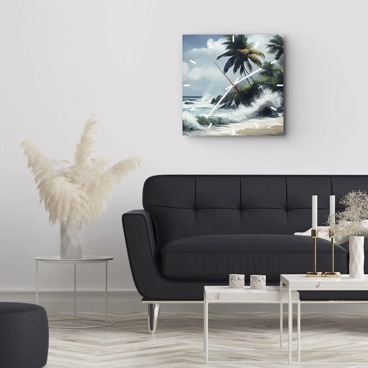 Wandklok - Klok - Op een tropische kust - 30x30 cm